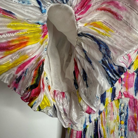 Hemant and Nandita Jorah Long Dress | Tie Dye Midi | Colorful Metallic | XS - Picture 9 of 13